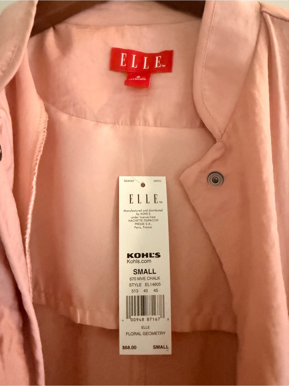 Elle Blush Pink Ruffle-Front Utility Jacket - Picture 2 of 5